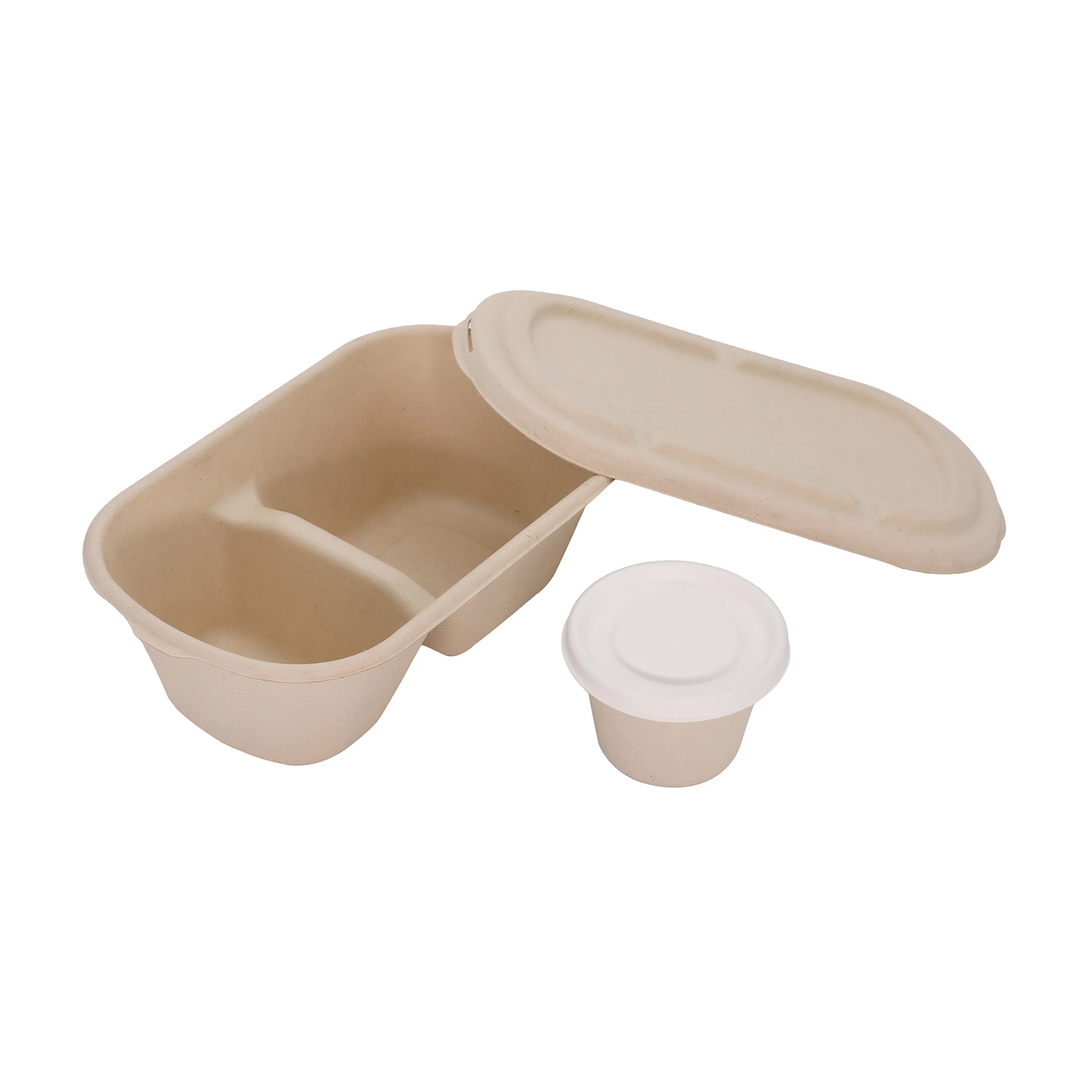 Eco Biodegradable Sugarcane Bagasse Restaurant Tableware Microwave Available Lunch Box Takeaway Food Container