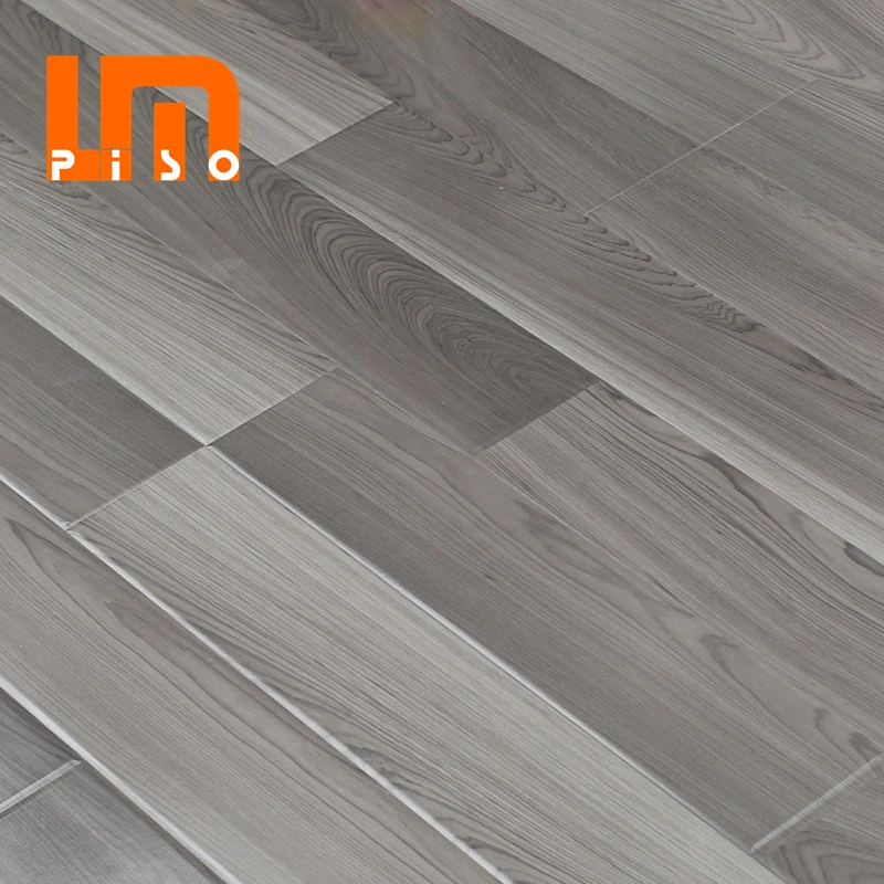  V-Groove Hecho en Alemania Clase 32 Alto Brillo 8mm 12mm Gris Claro Roble Gris Madera Impermeable Flotante Vinilo SPC Laminado / Piso Laminado para Oficina 