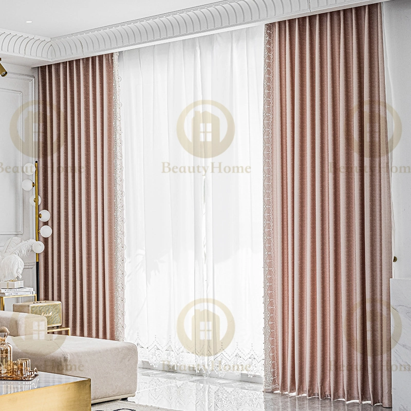 High Quality High Precise Roller Silk Look Polyester Decorative Sheer Wholesale Curtain Fabrics with Blackout
