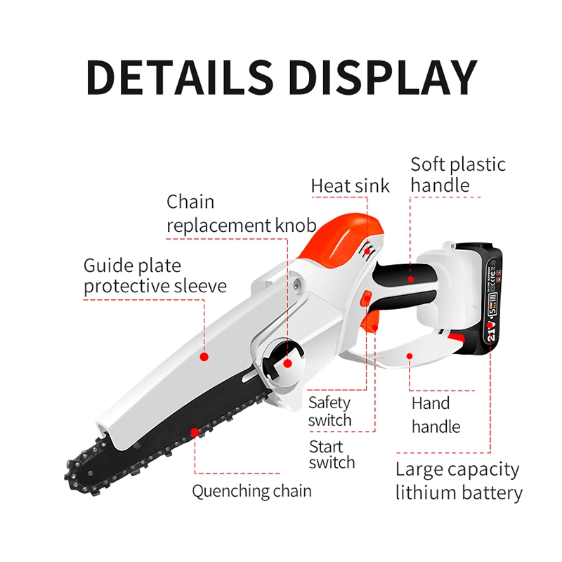 New Model 6inch 21V Portable Cordless Wood Chainsaw Sharpener Top Non-Slip Handle Mini Electric China Chainsaw