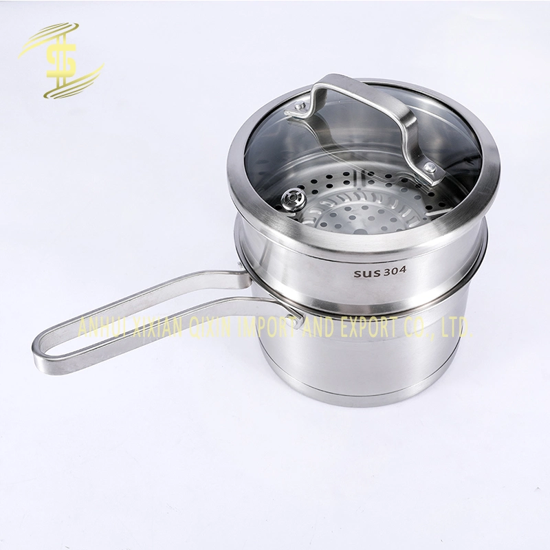 Factory Direct Supply 304 Stainless Steel Multipurpose Household Double Layer Milk Steamers Pots