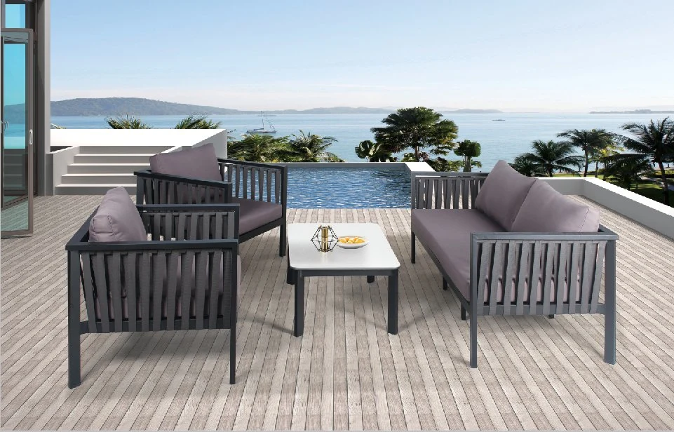 Sample Customization China Leisure 4 Pieces Aluminum Outdoor Resort Garden Furniture Sofa Set