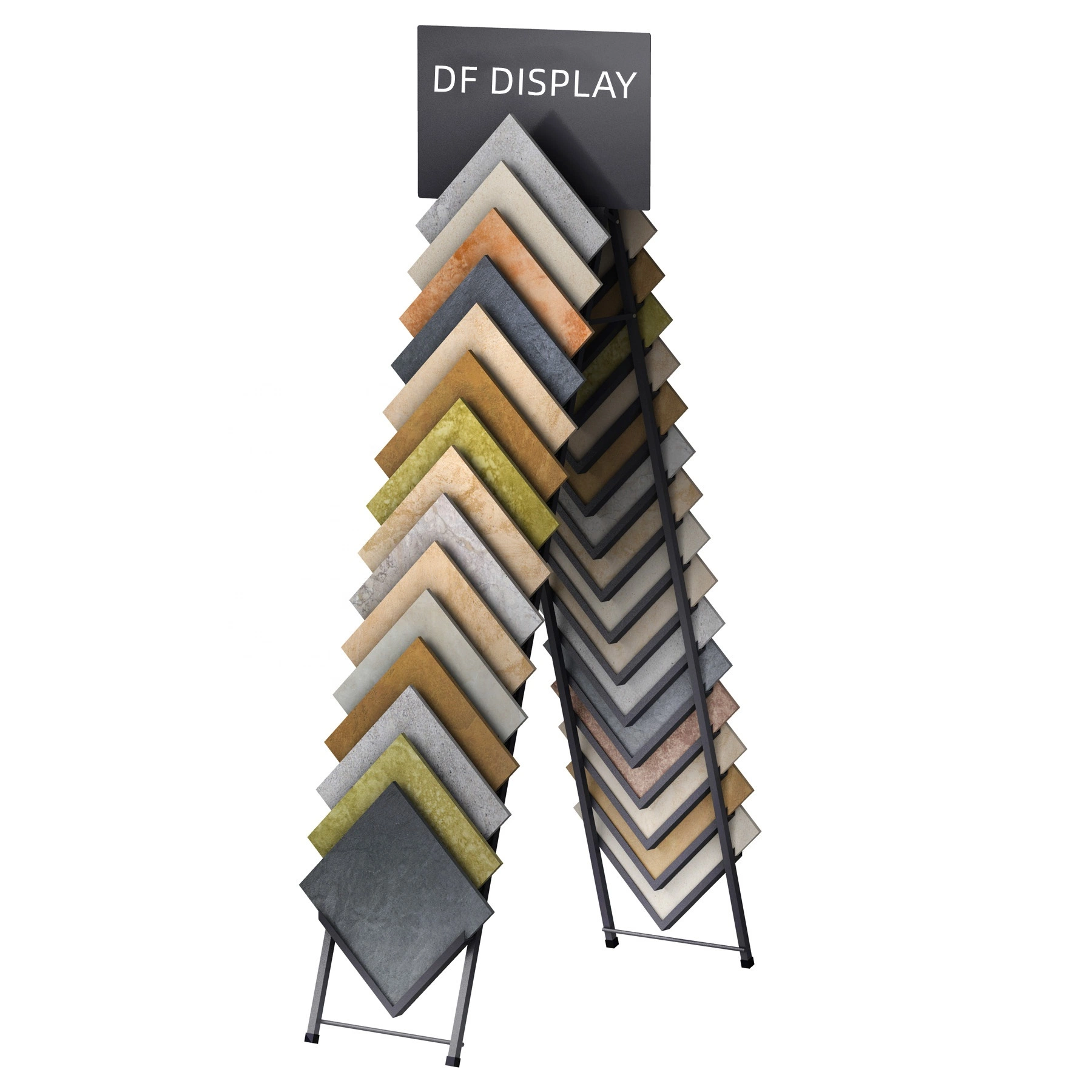 Popular Decoration Materials Store Customized Laminate Parquet Wooden Flooring Tiles Samples Display Rack with Wire Holders Tile Display Stand