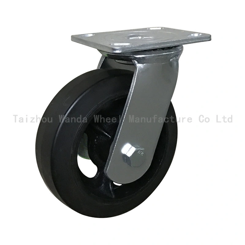 6 Inch Heavy Duty Rubber Caster with Cast Iron Wheel