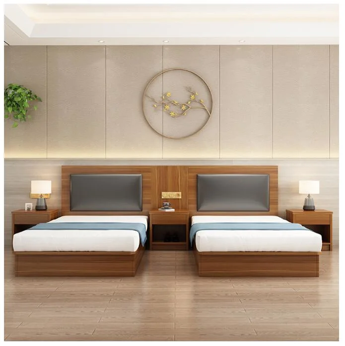 High Quality Cheap 2 Double Beds in Hotel Bedroom Furniture