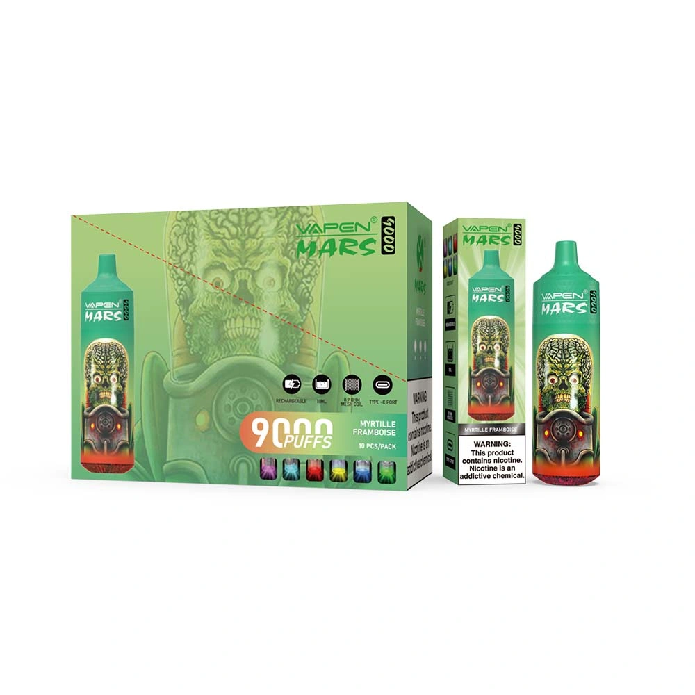 Nouveau stock en vente Tornado 9000 bouffée 9K Bar Vape Vapen Mars Kit stylet 6Couleurs RVB énorme de vapeur d'éclairage