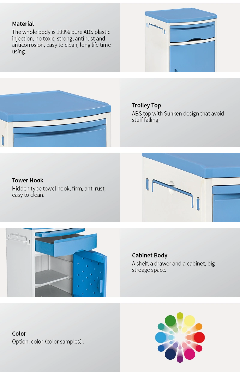 Sks002 Muebles Hospital cabecera ABS armario sin ruedas