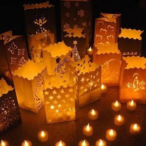 Electronicheart 10PCS Paper Lantern Bag Tea Light Candle Holder for Home Romantic Wedding Party Decoration