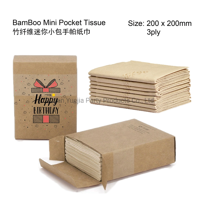 Eco-Friendly Biodegradable Disposable Printing Bamboo Pulp Paper Dinner Cup with Lid Plate Napkin Cutlery Straw Food Box Birthday Party Tableware Supplies