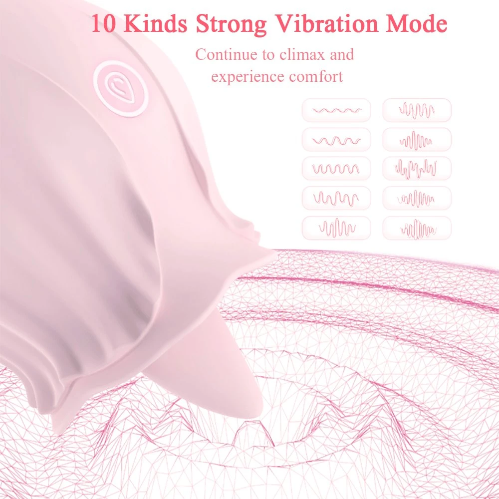 Women Sex Toy Rose Red Shape Vibrator Silicone Clit Licking Vibrator Magic Tongue Vibrator for Nipple