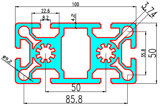 Aluminum Profile Extrusion 50100 Common Used in Assembling Device