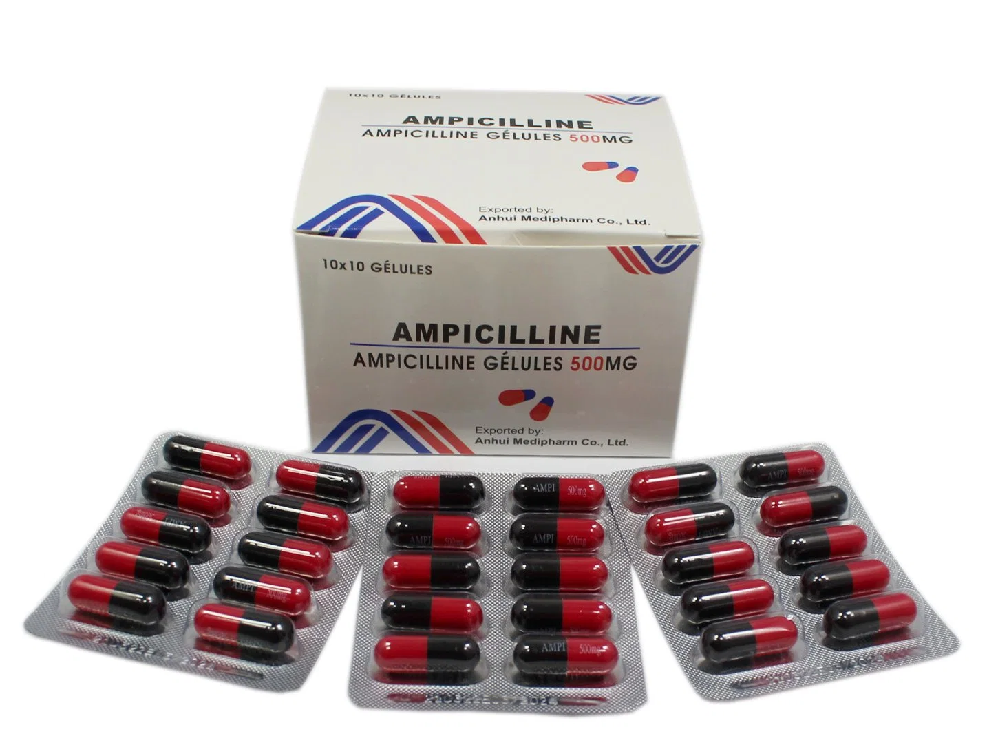 Cápsula de Ampici 500mg 10*10/Caja, Medicamento Occidental con GMP