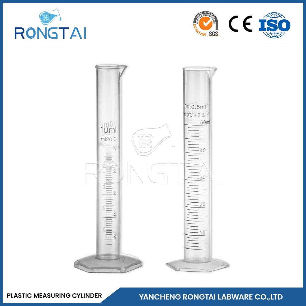 Laboratorio formal de Rongtai Fabricación de plasticware PP cilindro de medición vidrio 1000ml China 1000ml 2000ml cilindro graduado de plástico transparente