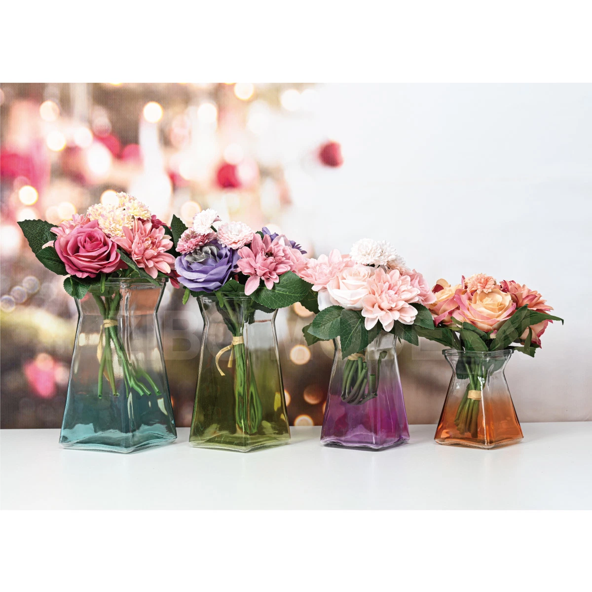 Rustic Country Hourglass Shaped Colorful Vase, Home Decorative Flower Glass Vase Centerpieces