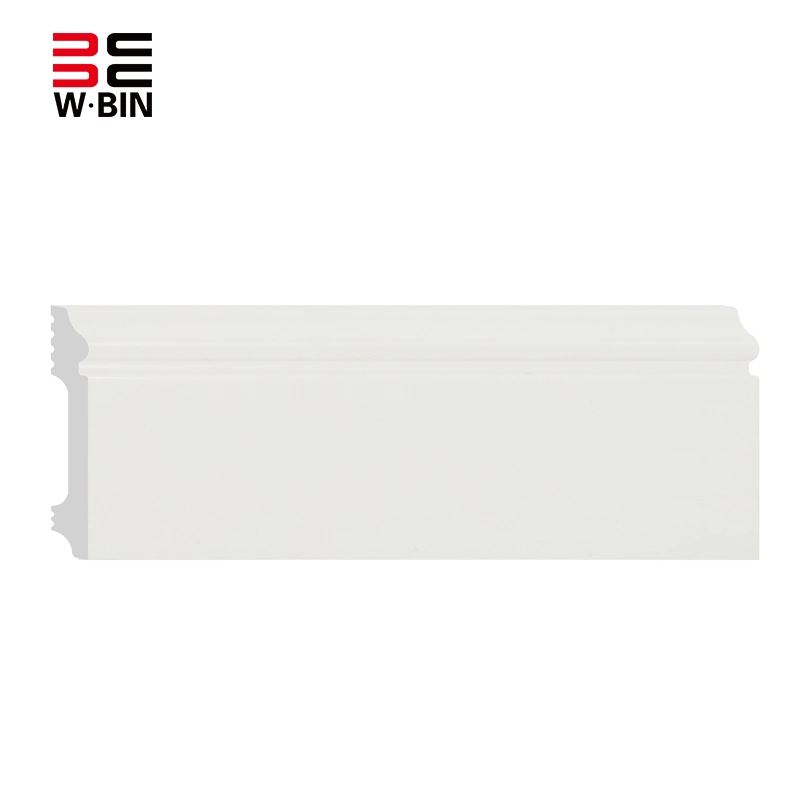 2023 Nueva llegada PT25 100*15mm PS Skirting White Baseboard Decorativo Material con recubrimiento de PVC OEM personalizado