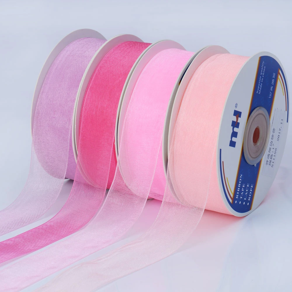 Factory Custom Solid Color 100% Nylon Sheer Organza Ribbon Chiffon Silk Ribbon