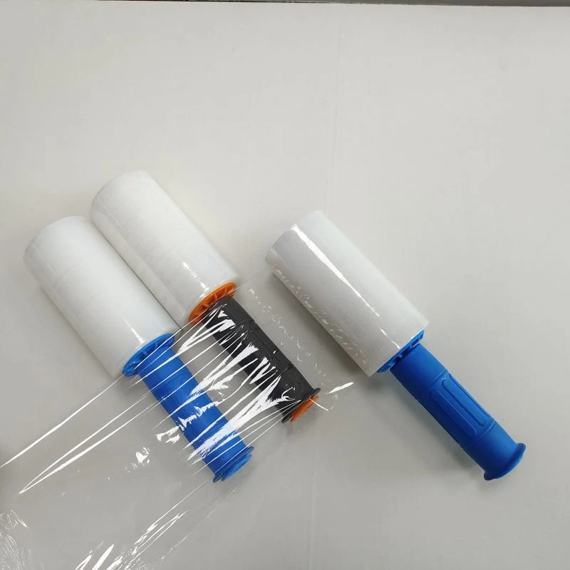 Stretch Wrap Roll, Plastic Wrap for Moving, Stretch Packing Wrap, Plastic Pallet Shrink Film, Clear (4 Rolls with Handles)