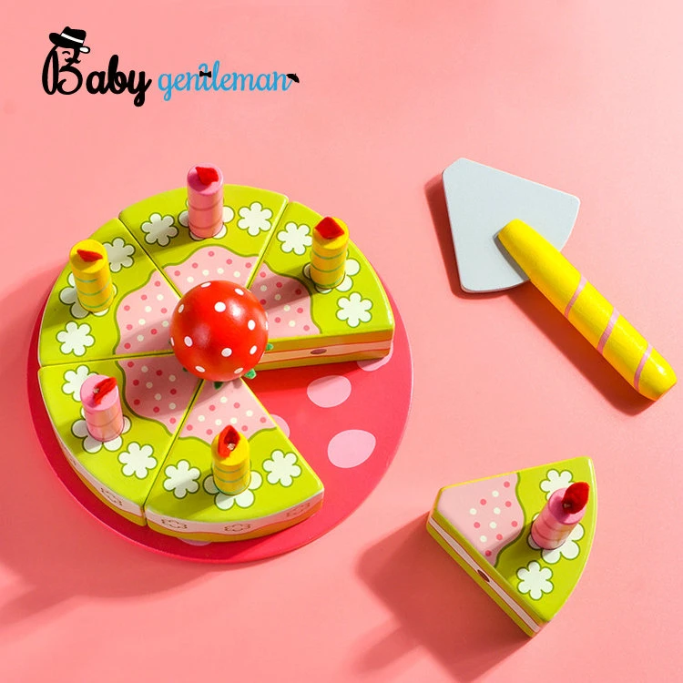 Pretend Cutting Food Sets Wooden Birthday Party Cake for Toddlers Z10432b