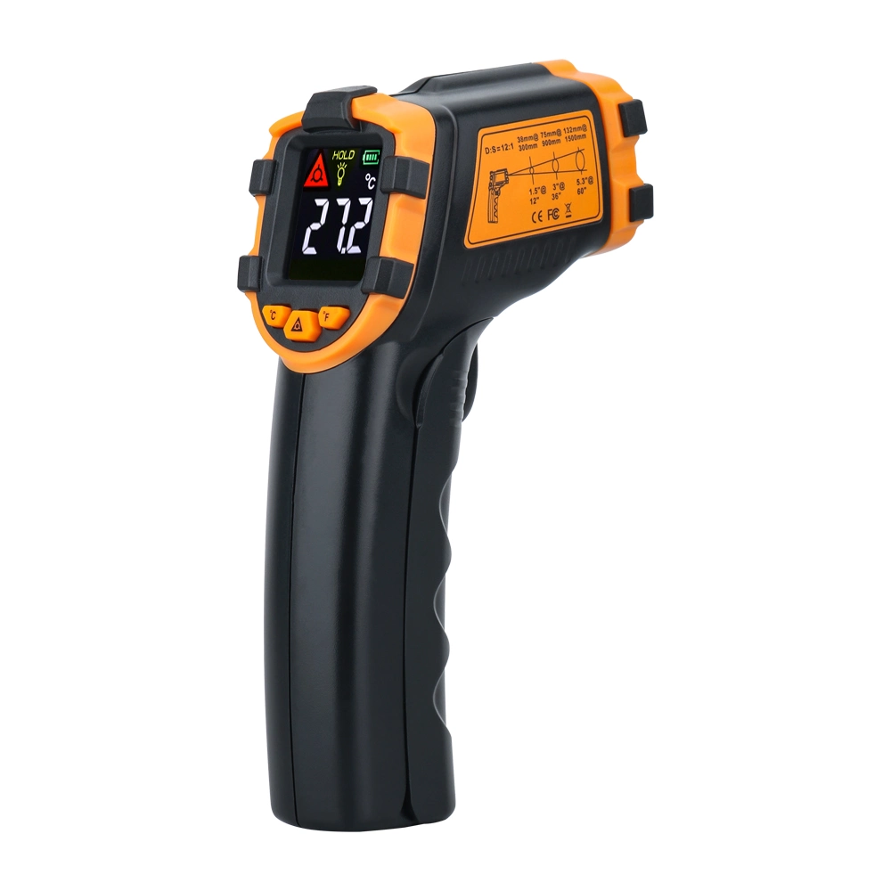 Digital Infrared Thermometer Color LCD Heat Temperature Temp Gun for Cooking, Laser IR Surface Tool for Pizza Oven, Meat, Griddle, Grill, HVAC, Engine