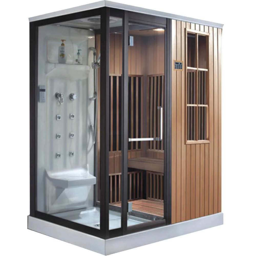 Quarto Luxury Design FAR Infrared Steam Sauna seca tradicional de fibra de vidro E Wet Steam com Duche Room