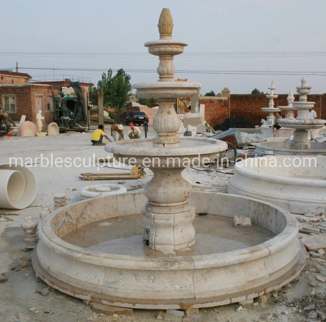 Simple Style Multi Levels Hand Carved Outdoor Marble Water Fountain (SYF-082)