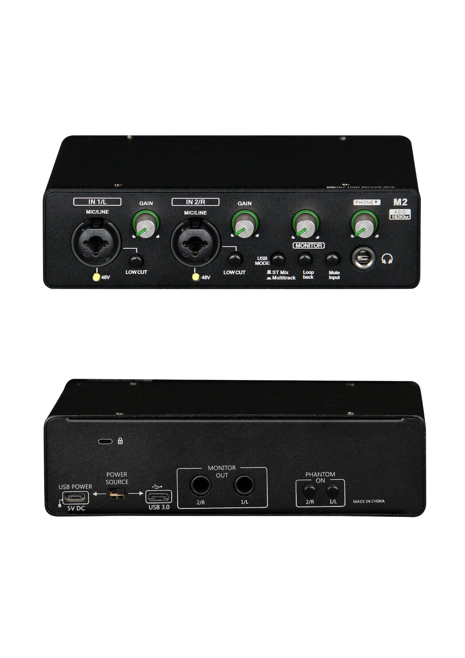 Hot-Sale m2. M4 Soundkarte Audio Interface 192kHz 24bit Professional Recording Support ASIO