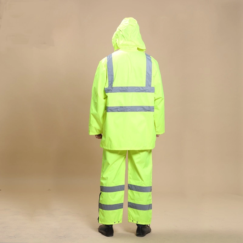 Factory Produce Safety High Visibility Reflective Raincoat Traffic Workwear Uniform Set