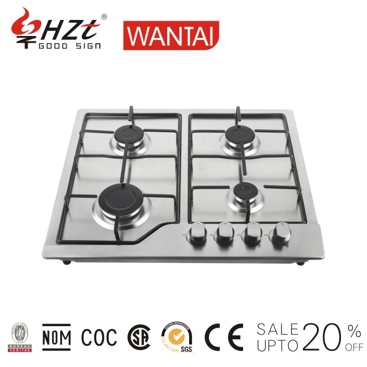 Top 4 Burner Flat Gas Stove Hot Sale Glass Battery Cast Iron Household Free Spare Parts Battery / AC Pulse Ignition (optional)