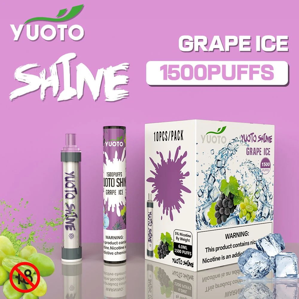 Yuoto zapatos 1500 inhalaciones de hielo de la uva al por mayor de la luz de flash LED E cigarrillo