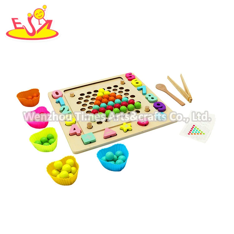 Montessori Classificação de cores brinquedo Cordão de madeira Cordão Clip jogo de tabuleiro para crianças de Formação de concentração W12f127