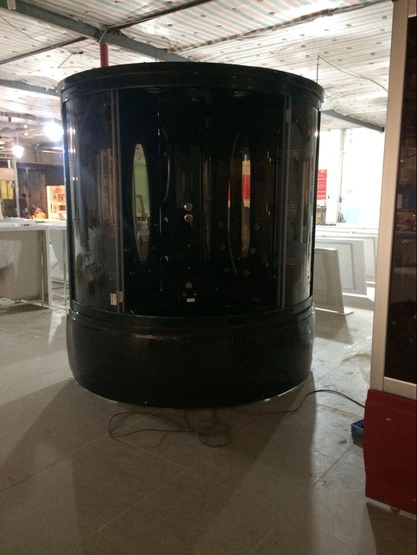 Venta caliente dos personas 1510mm de cristal templado acrílico negro masajes Sauna Sauna de Vapor