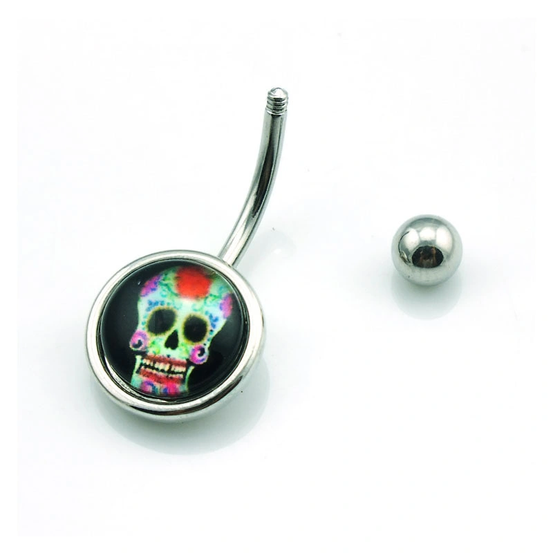 Contracted Stainless Steel Skull Belly Button Rings Belly Piercing