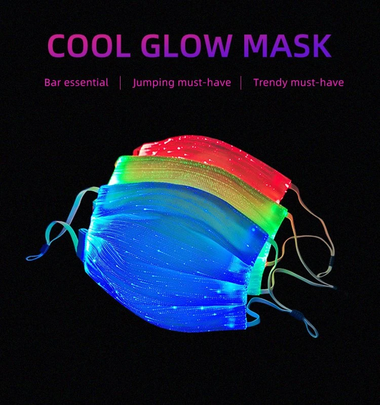 Big Discount Nigh Club Luminous Rave Part Mask Fibra impermeable Accesorios para onda LED de máscara de resplandor óptico