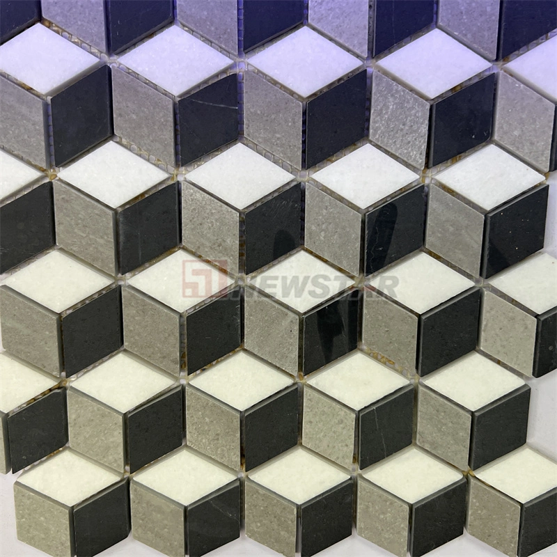 Newstar Wall Art Tiles Natural Stone Grey White Flower Marble Mosaic