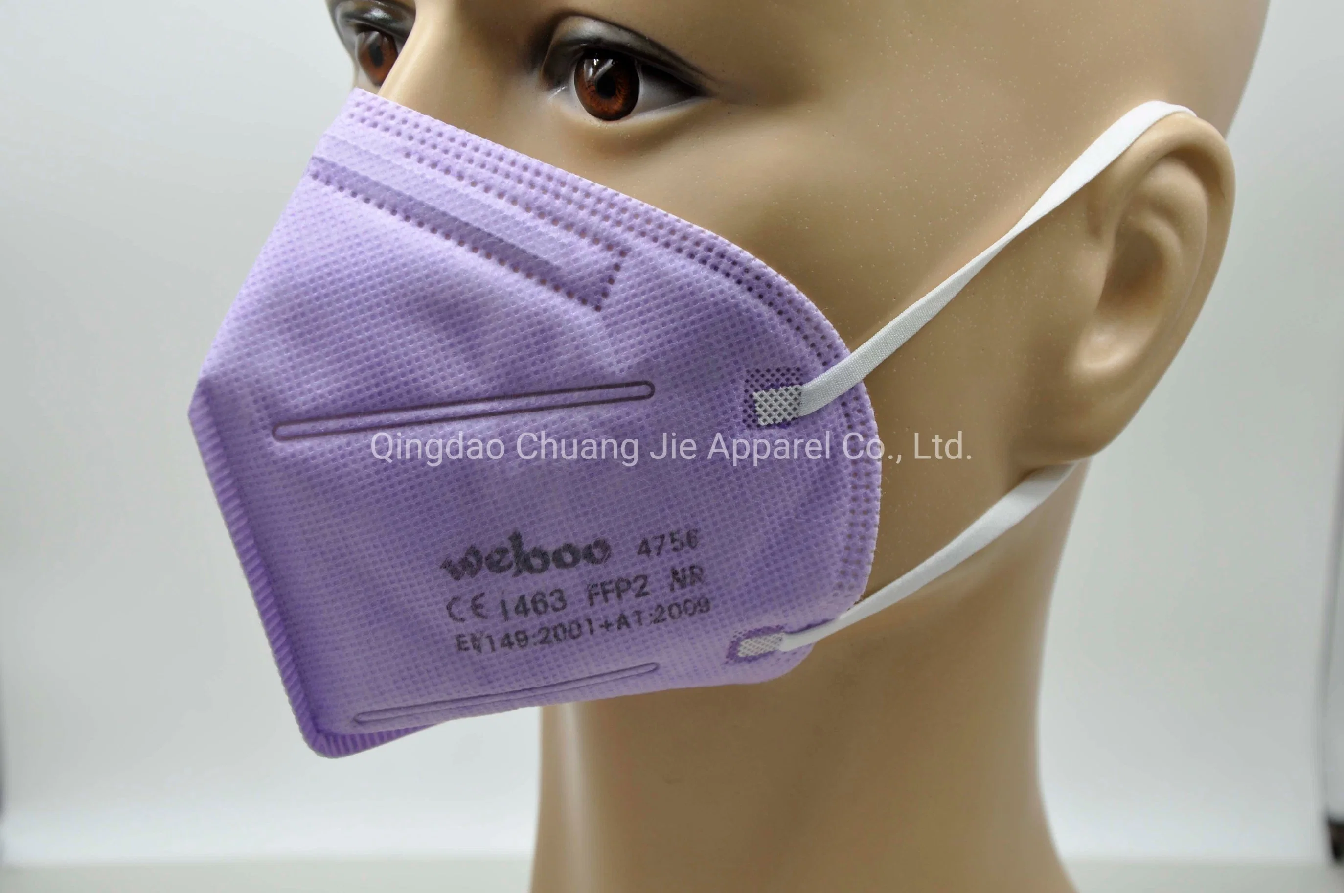 Purple FFP2 Dust Mask 5-Ply Facemask with CE En1463; En149: 2001+A1: 2009