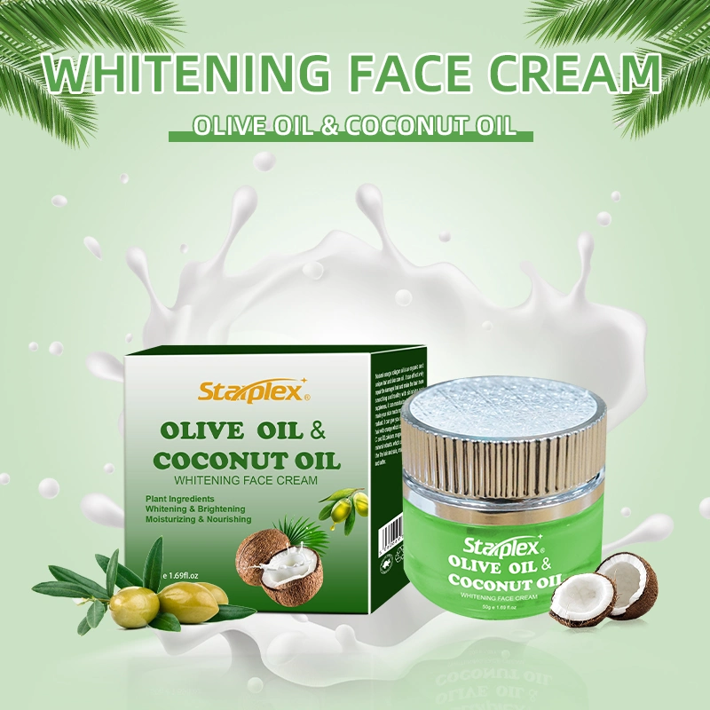 Comercio al por mayor de la Piel Cuidado Facial Crema Facial Hidratante aceite de oliva orgánico Aceite de Coco Vegan Crema Facial blanqueador