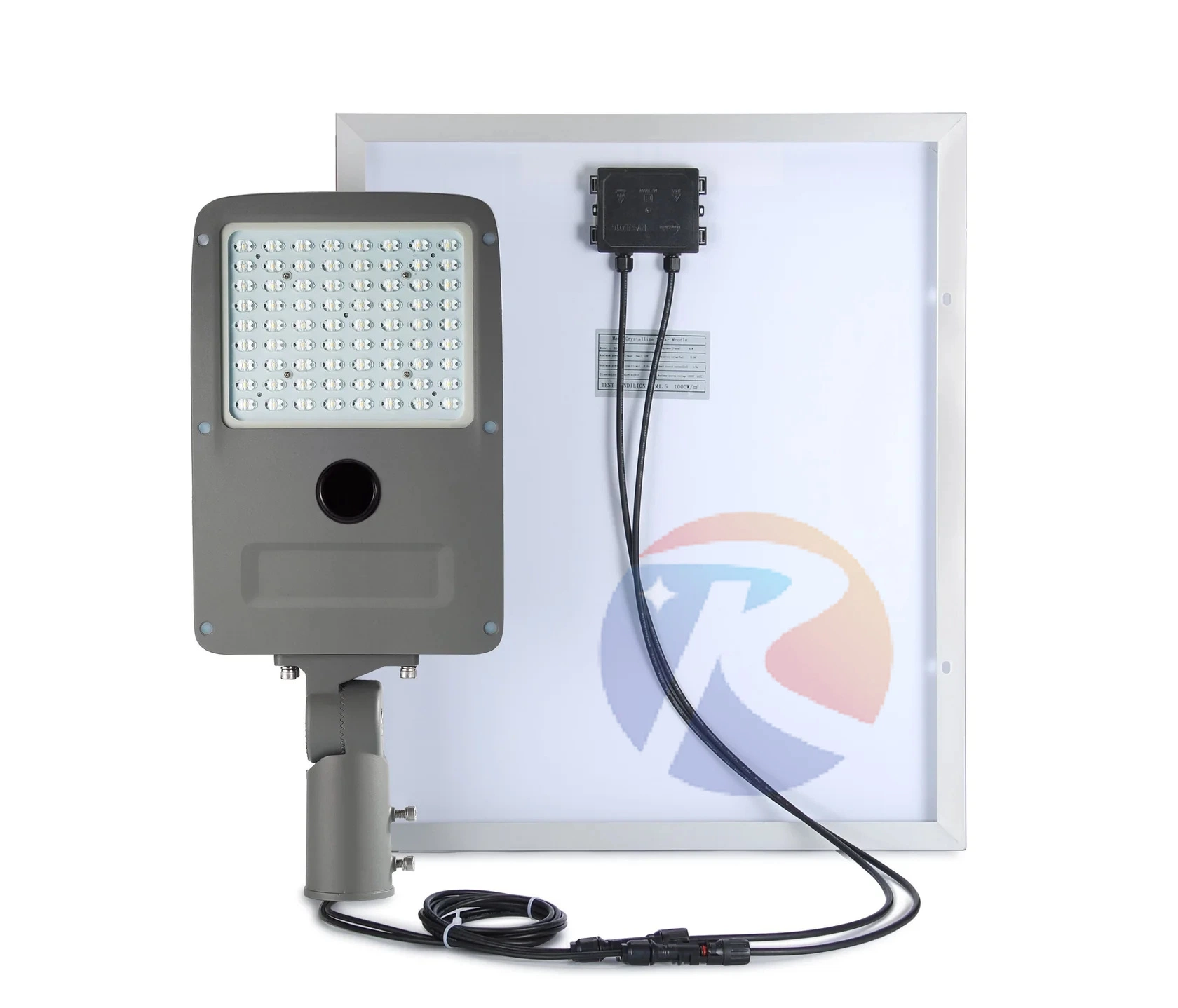 60W LED Solar Street Light Set - 6000K - IP67 Rated W/ 110W Solar Panel - CRI >80 - 12h+ Battery Life