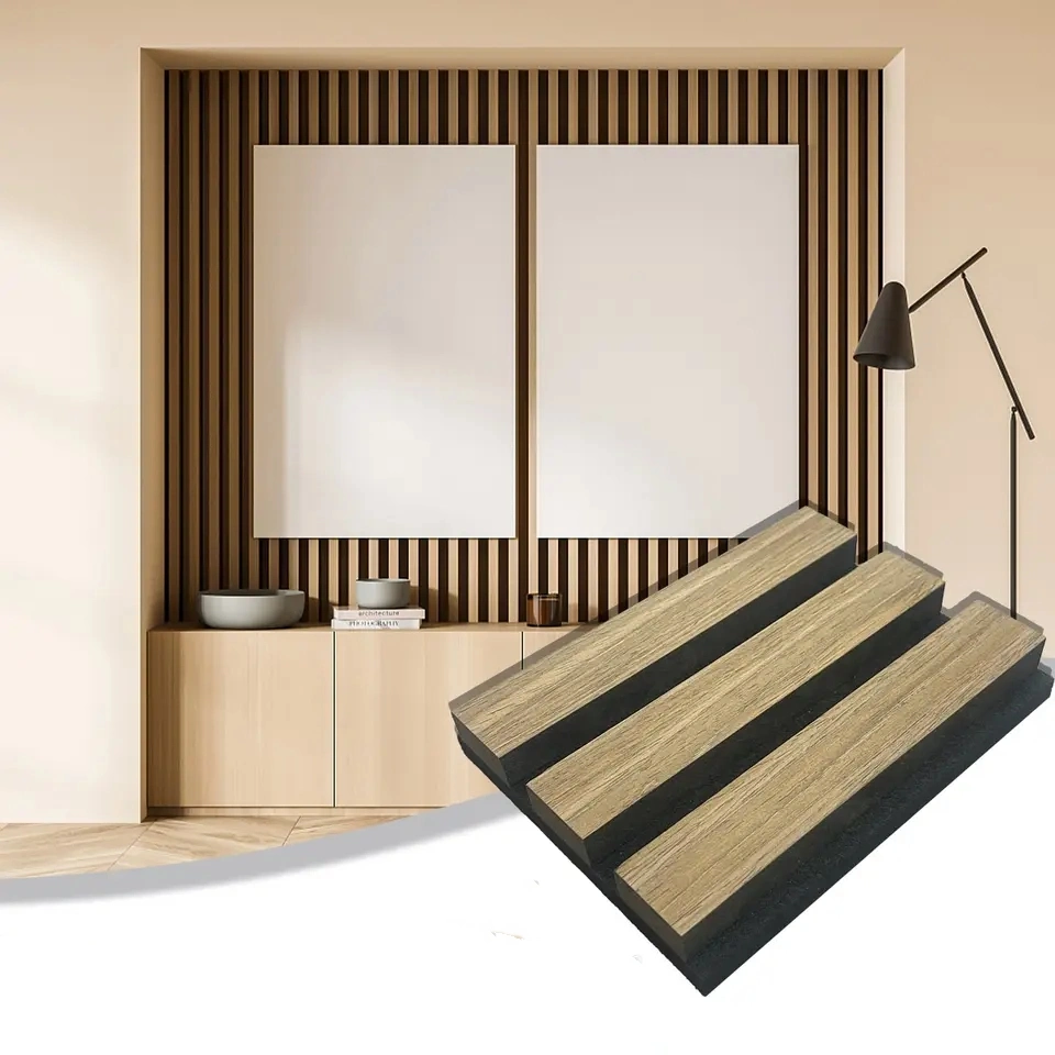 Solution d'absorption acoustique pour mur et plafond en bois et en PET Panneau acoustique