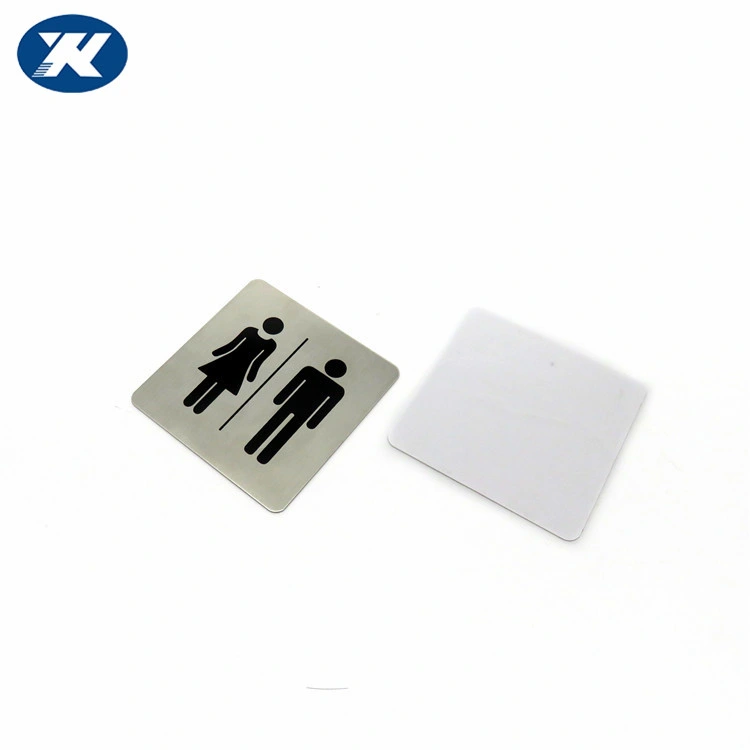 Outlet Brushed Stainless Steel Self-Adhesive Wc Bathroom Woman Man Door Sign Toilet Plate