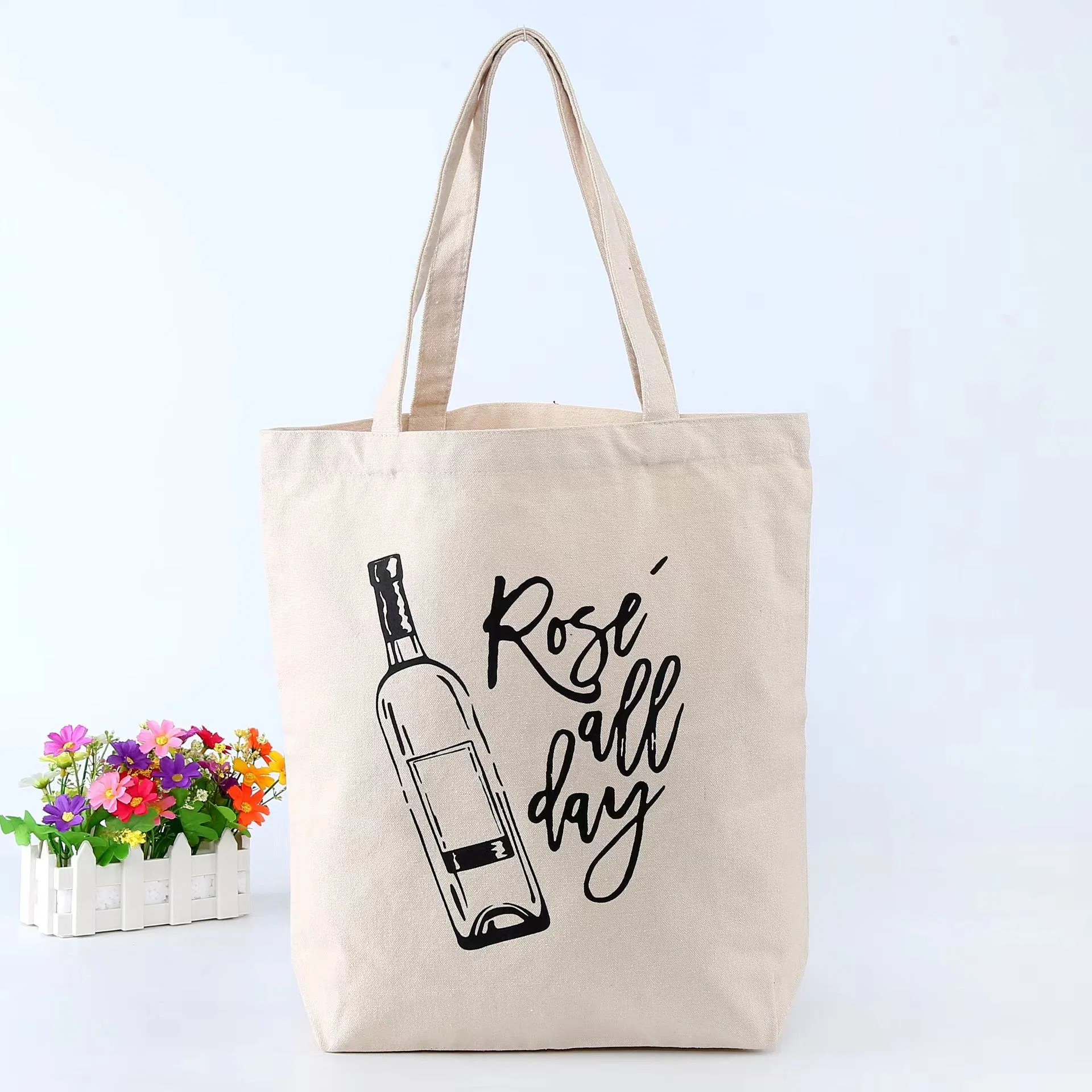 Colorful Recycled Cotton Beach Tote Bag Canvas Shopping Bag for Supermarket Woman Cotton Shopper Shoulder Bag Low MOQ