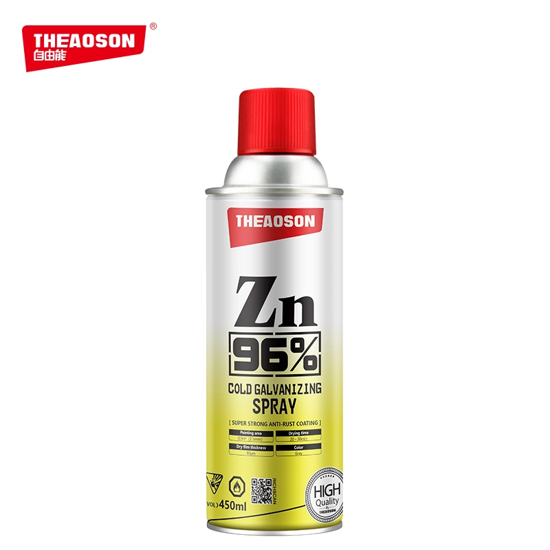 Theaoson 450ml Sistema de alto rendimiento compuesto Spray galvanizado en frío para un secado rápido, spray de protección contra la corrosión, protección de doble acción