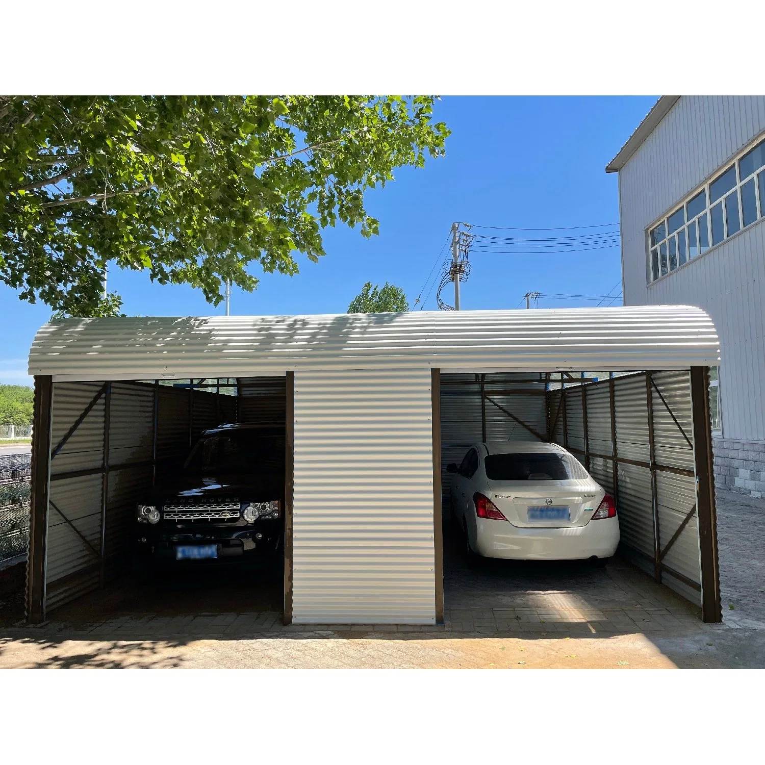 SC001 Free Standing Modern Double Car Metal Garage Steel Tubes Carport