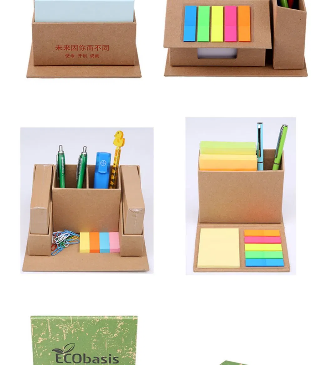 Professional Manufacturers Custom Office Desktop Combined Type Sticky Notes Eco Friendly Cube Memo Pad Box with Pen Holder