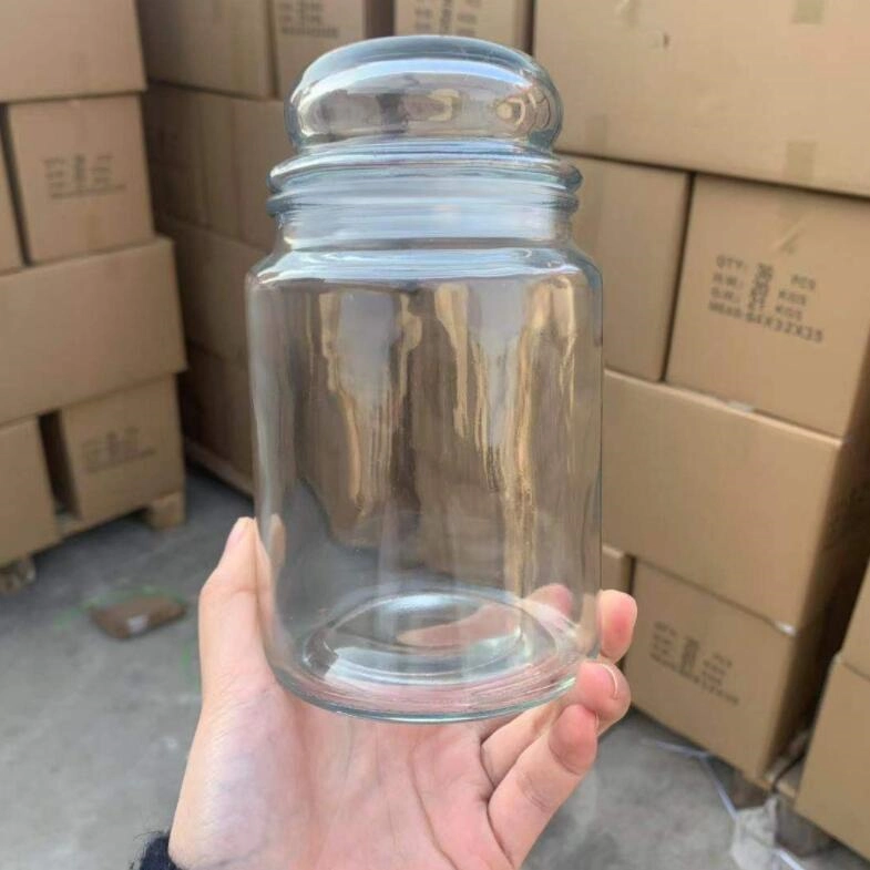 Sombrero de copa de Vela de almacenamiento de vidrio para envases de alimentos de Portavelas Jar