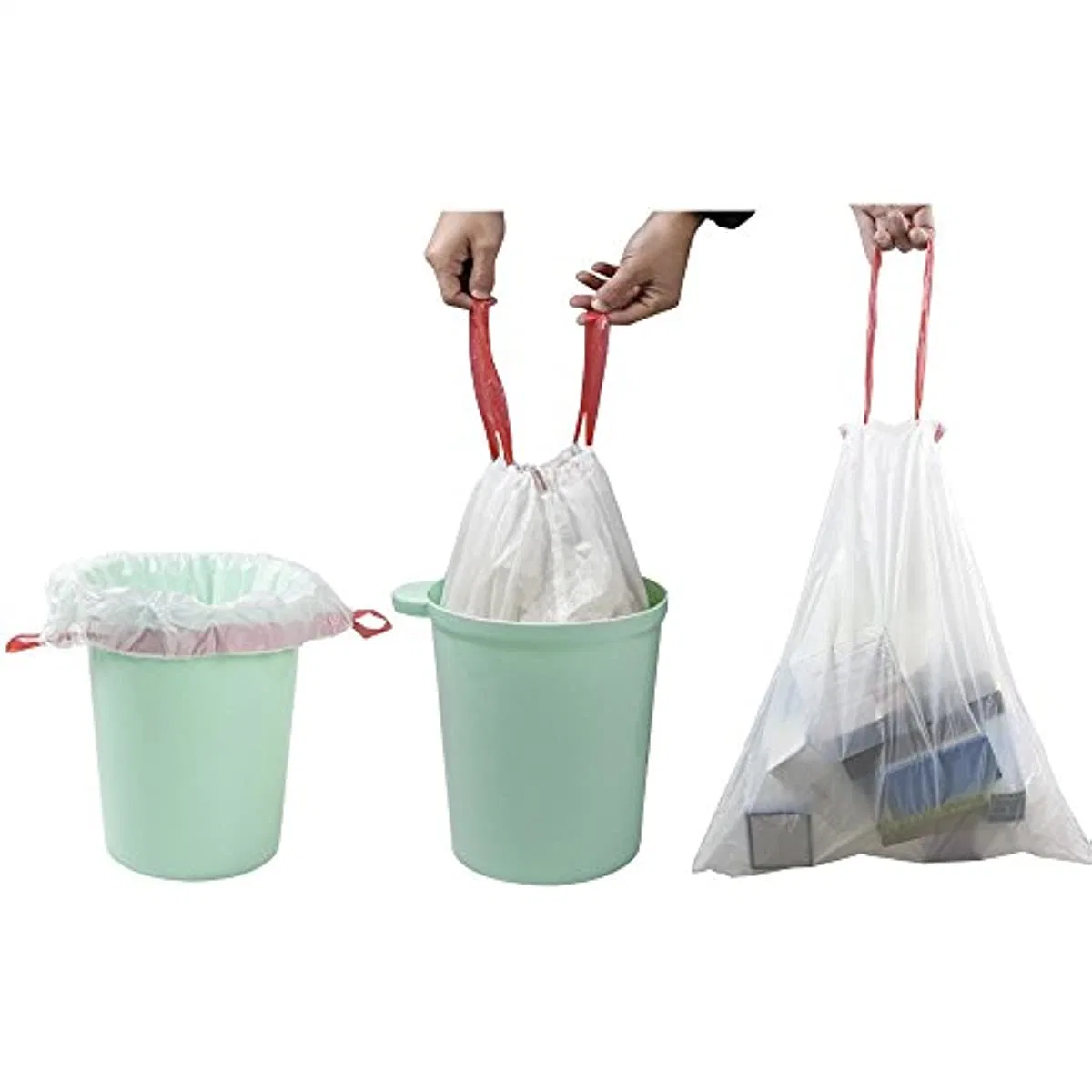 High quality/High cost performance Colorful Recycled PE Garbage Bag Drawstring Bags on Rolls