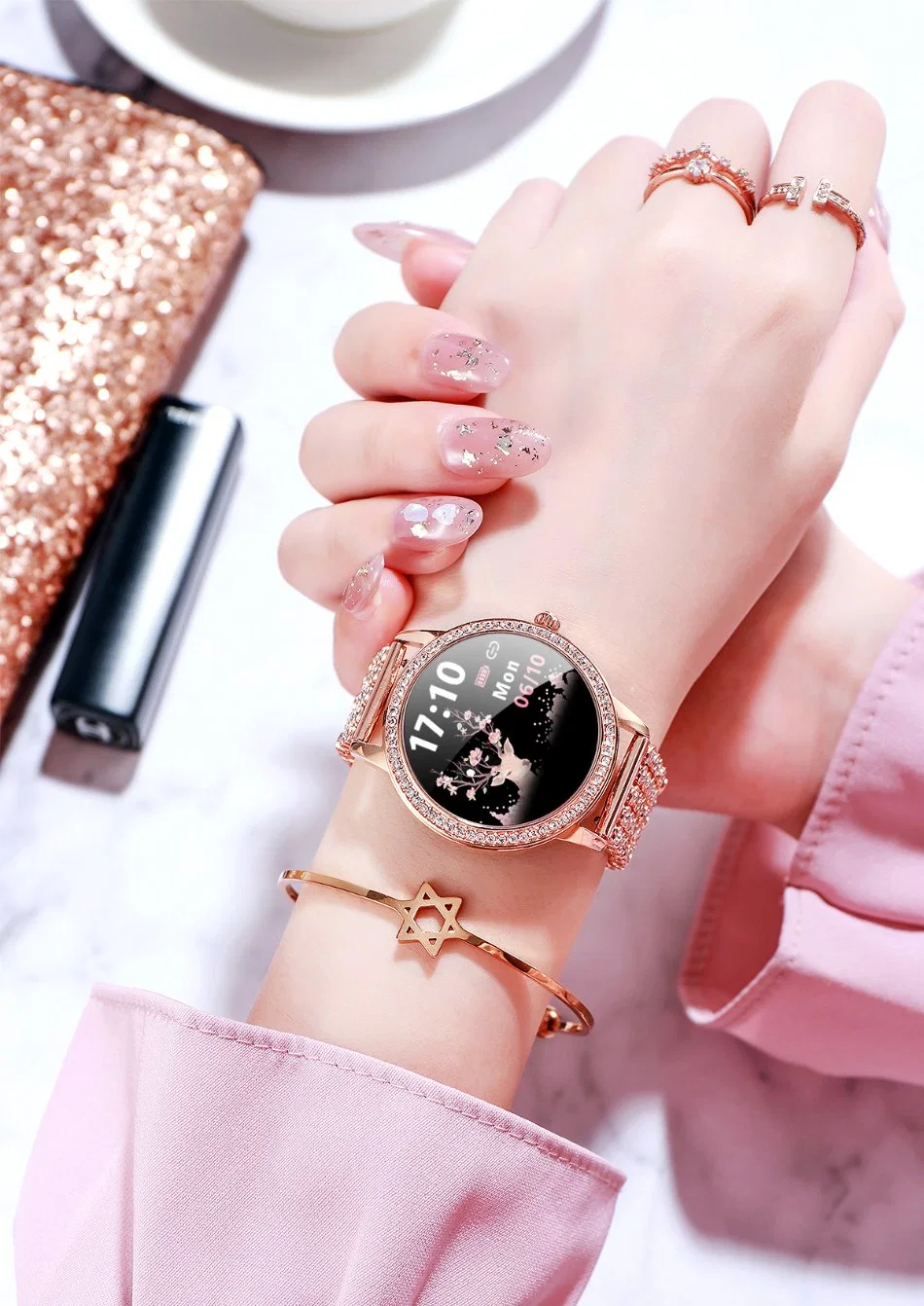 Lw10 Fashion Lady Smart Watch Blood Oxygen Pressure Smartwatch for Women Pk Lw07 Lw20