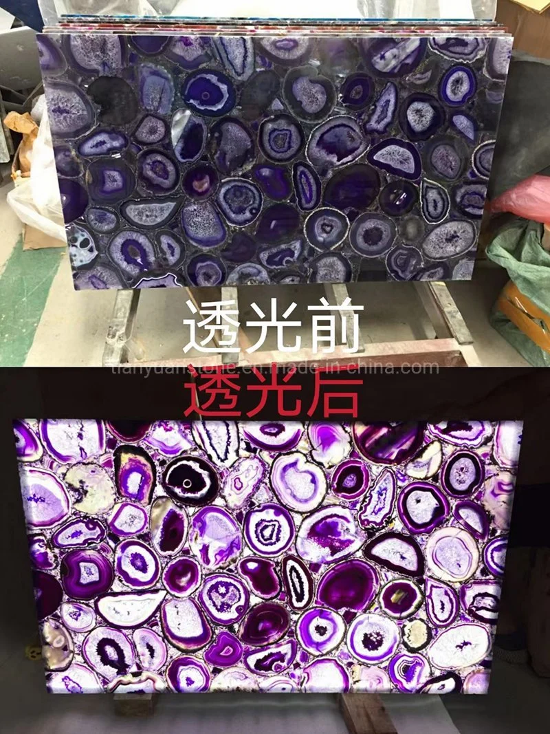Piedra semipreciosa de lujo con fondo púrpura Fluorita Gemstone para el suelo O pared de fondo