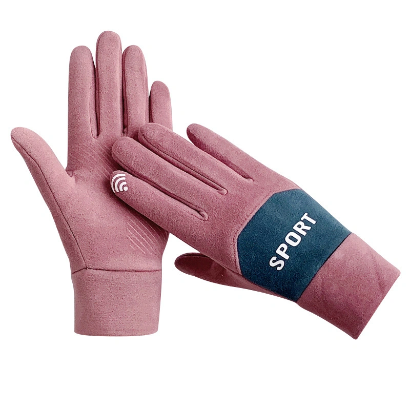 Wholesale/Supplier Customize Fashion High quality/High cost performance  Thick Young Lady Women Girl Soft Velvet Microfiber Touch Screen Winter Thermal Heated Gloves with Velvet Lining