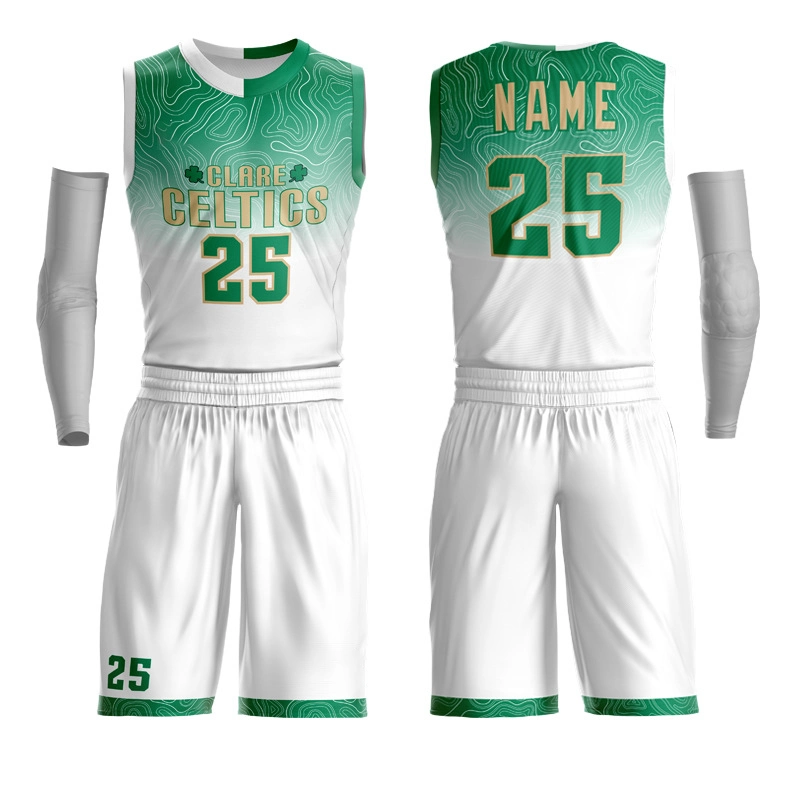 Vestuário de basquetebol personalizado em Branco de sublimação em malha Jersey desportiva