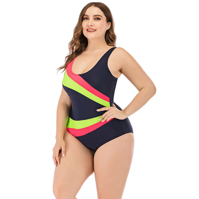 Wholesale Big Size Conservative Triangle Lady One Piece Swimwear